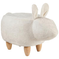KINDERHOCKER Plüsch Kautschukholz Naturfarben, Weiß  - Naturfarben/Weiß, Trend, Holz/Kunststoff (67/36/37cm) - Jimmylee