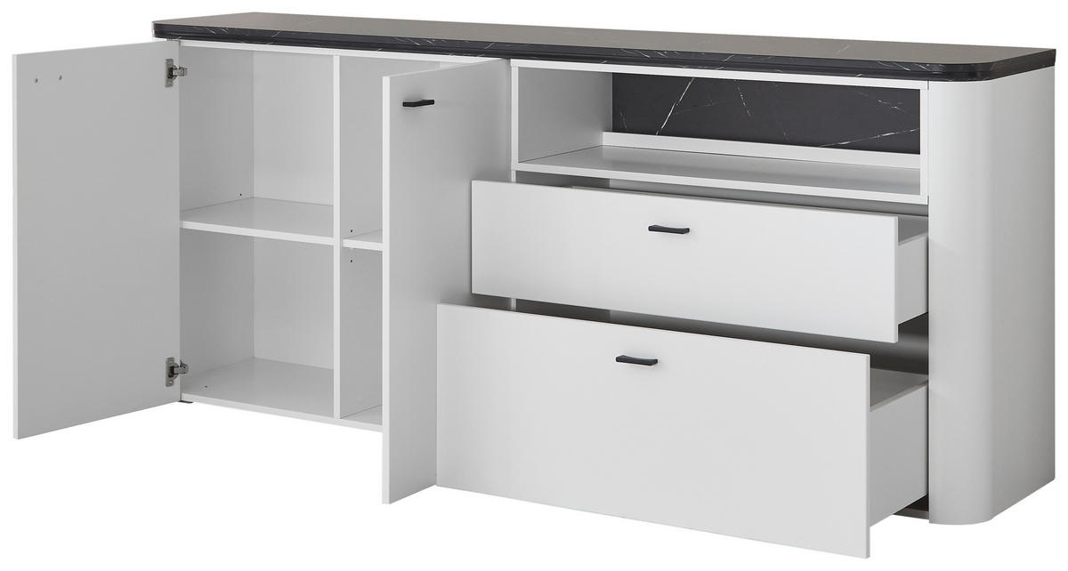 SIDEBOARD Weiß, Dunkelgrau  199/84,6/42,4 cm  - Dunkelgrau/Schwarz, Design, Holzwerkstoff/Kunststoff (199/84,6/42,4cm) - Xora