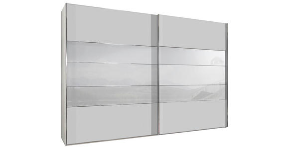 SCHWEBETÜRENSCHRANK 300/236/67 cm 2-türig Weiß  - Chromfarben/Weiß, KONVENTIONELL, Glas/Holzwerkstoff (300/236/67cm) - Voleo