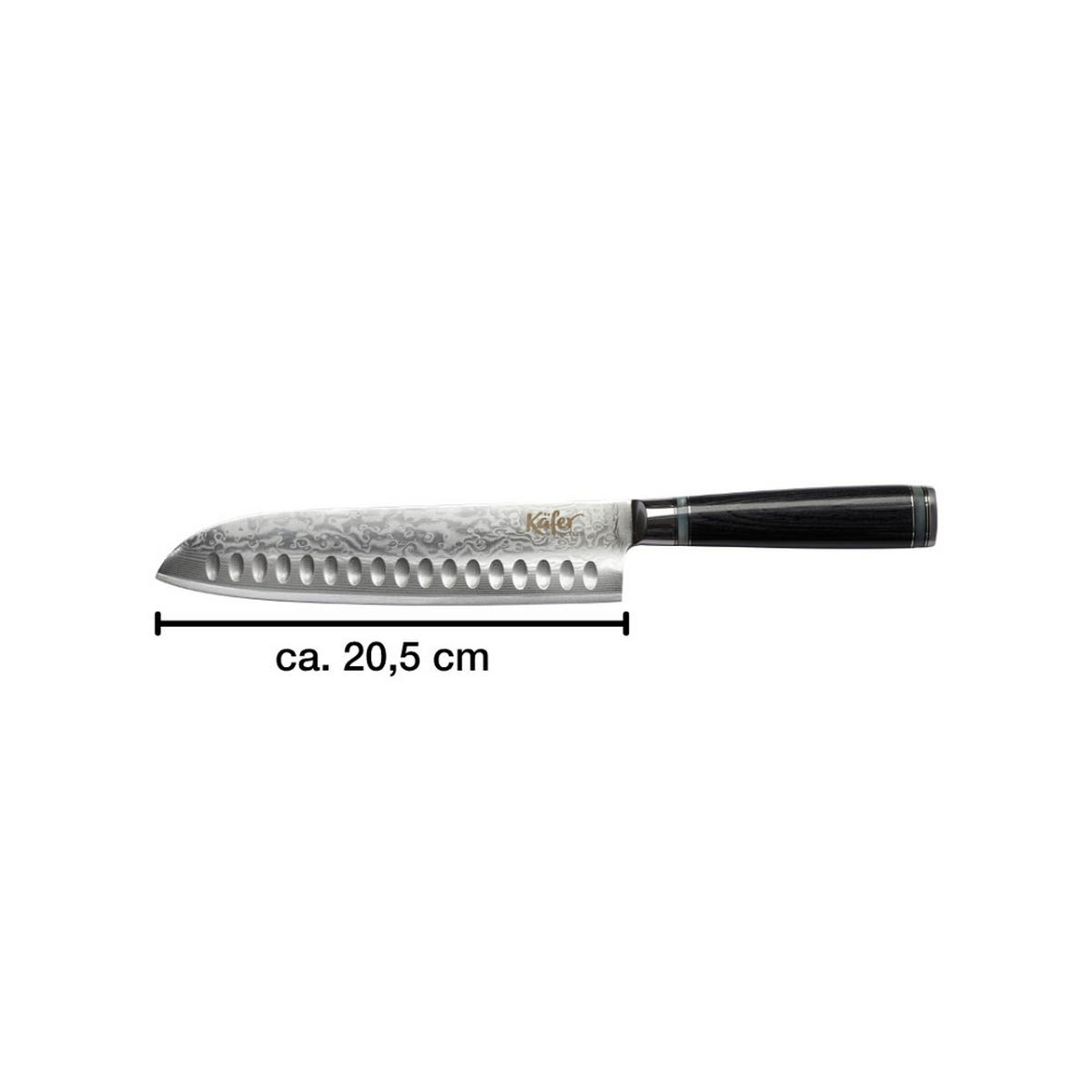 Cuțit Santoku 20.5 cm  - culoare inox/negru, Basics, lemn/metal (20.5cm) - Käfer