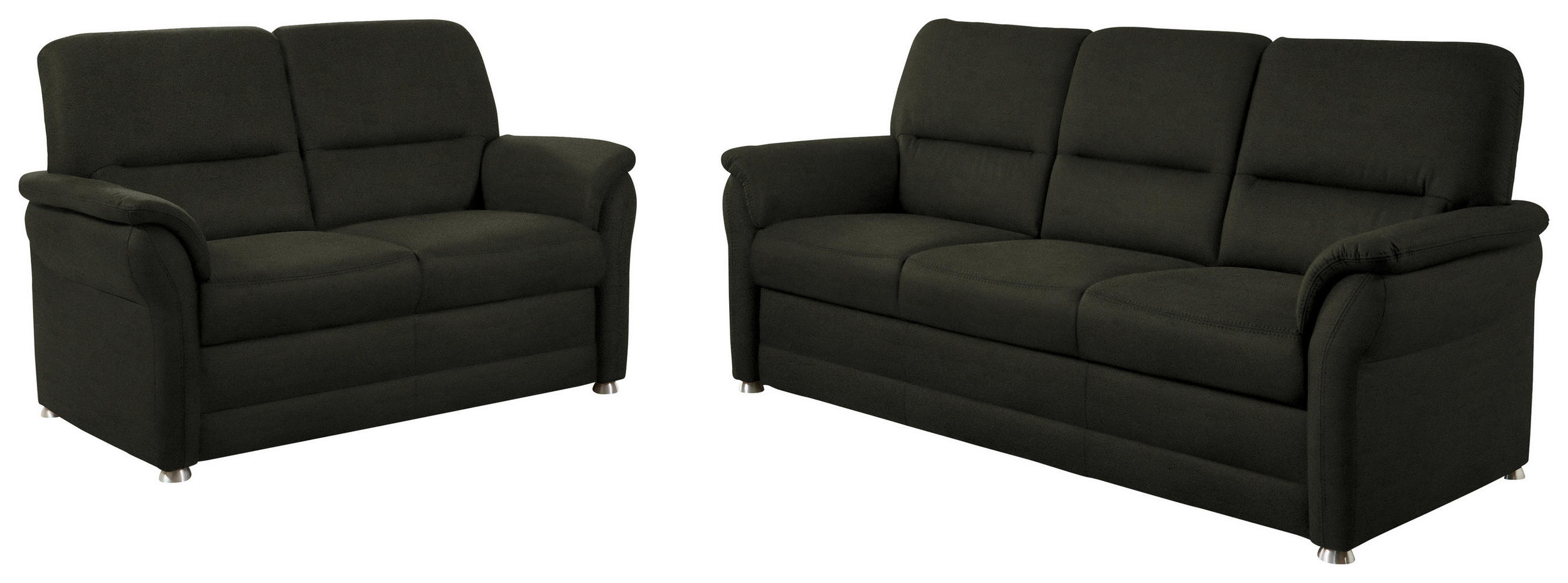 SITZGARNITUR Mikrofaser Waldgrün  - Waldgrün/Alufarben, KONVENTIONELL, Textil/Metall (192/96/89cm) - Beldomo Comfort
