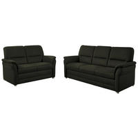 SITZGARNITUR Mikrofaser Waldgrün  - Waldgrün/Alufarben, KONVENTIONELL, Textil/Metall (192/96/89cm) - Beldomo Comfort