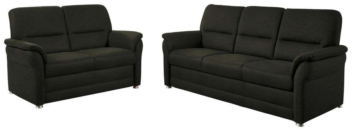 SITZGARNITUR Mikrofaser Waldgrün  - Waldgrün/Alufarben, KONVENTIONELL, Textil/Metall (192/96/89cm) - Beldomo Comfort