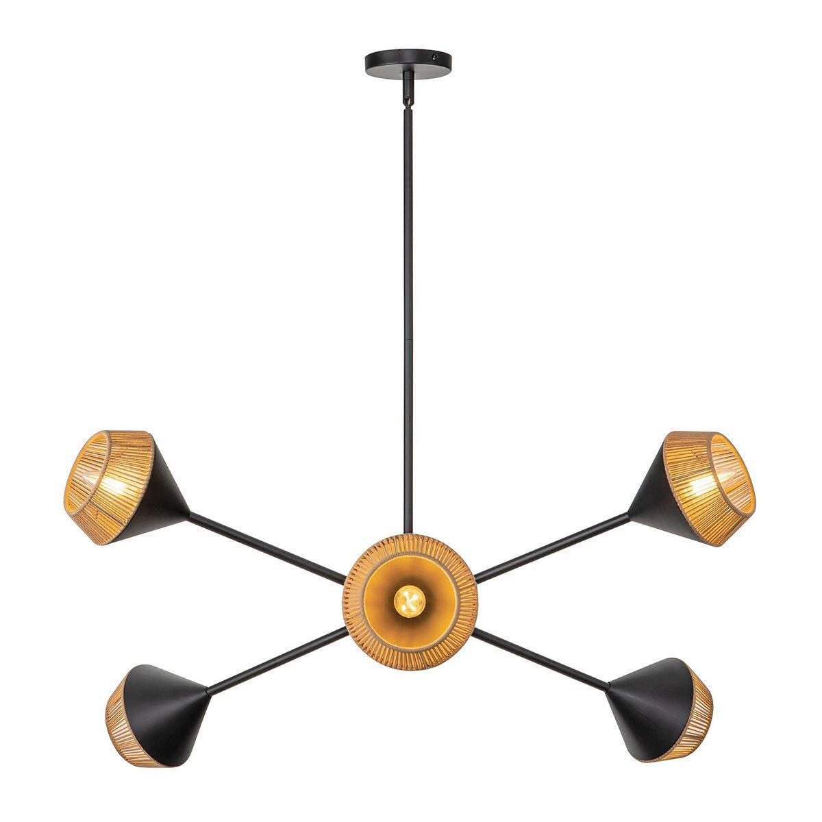 KRONLEUCHTER 40,6/95,3 cm   - Schwarz/Naturfarben, KONVENTIONELL, Textil/Metall (40,6/95,3cm) - Elstead Lighting