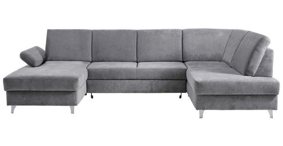 WOHNLANDSCHAFT  in Struktur Hellgrau  - Silberfarben/Hellgrau, KONVENTIONELL, Holz/Textil (167/322/186cm) - Cantus