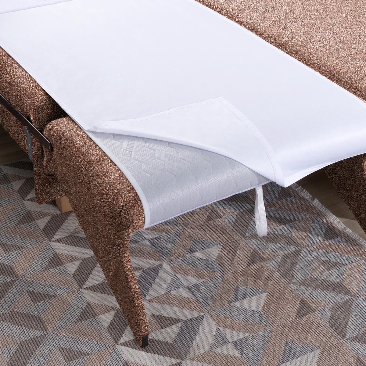 ECKSOFA  in Mikrovelours Terracotta  261/203 cm  - Eichefarben/Terracotta, KONVENTIONELL, Holz/Textil (261/203cm) - Sedda