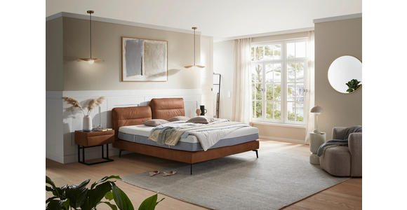 BOXSPRINGBETT 180/200 cm in Cognac - Cognac/Schwarz, Design, Textil/Metall (180/200cm) - Johann Jakob
