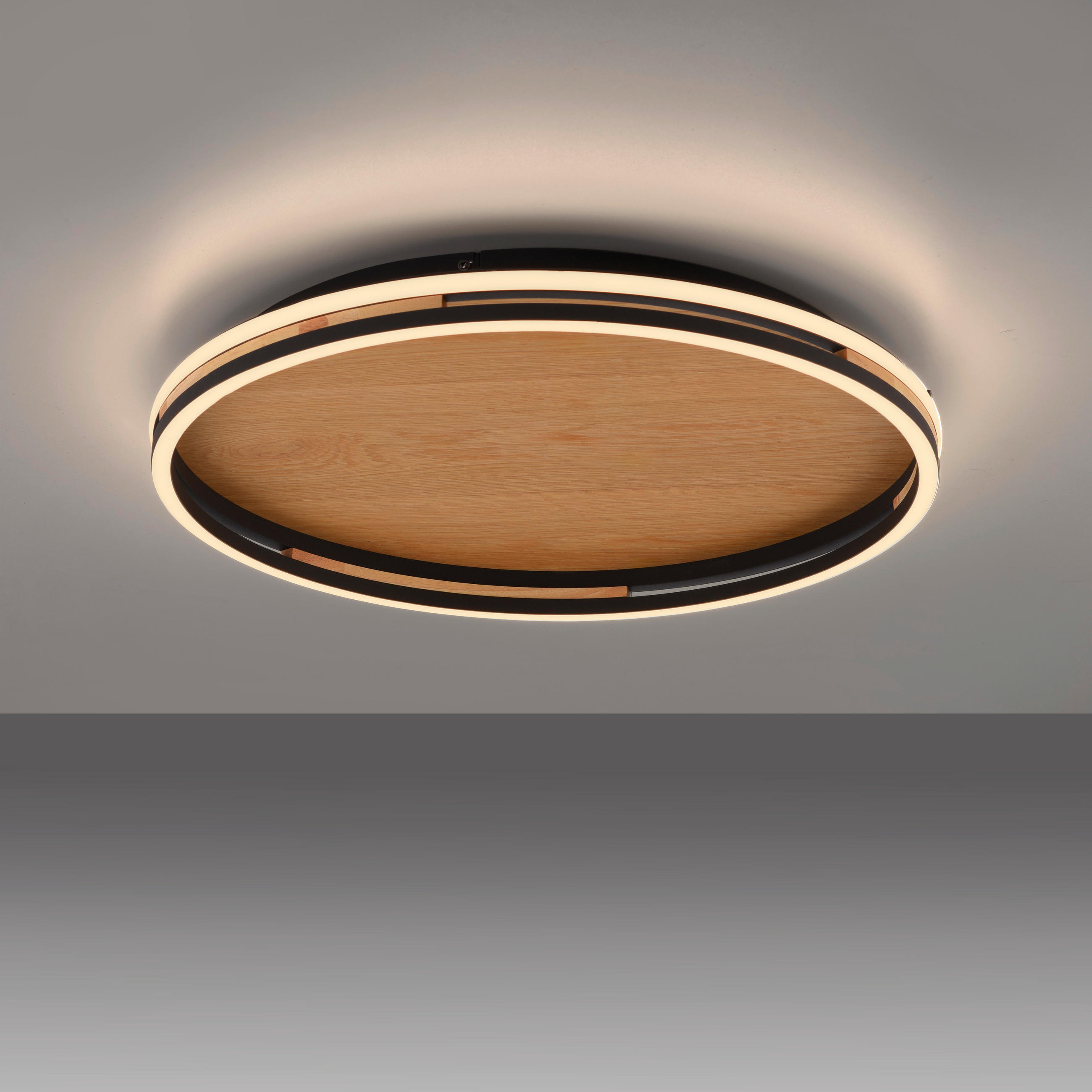 Thumbnail - Paul Neuhaus Led-Deckenleuchte Sveja, Eiche, Metall, Kunststoff, F, 55x8x55 cm, Farbtemperaturwechsler, Lampen & Leuchte...