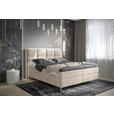 BOXBETT 140/200 cm,  in Beige, gepolstertes Kopfteil, Bettkasten, Topper, H3 = fest  - Chromfarben/Beige, Design, Holz/Holzwerkstoff (140/200cm) - Esposa