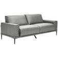 2,5-SITZER in Leder Hellgrau  - Hellgrau/Schwarz, Design, Leder/Metall (200/102/92cm) - Johann Jakob