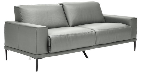 2,5-SITZER in Leder Hellgrau - Hellgrau/Schwarz, Design, Leder/Metall (200/102/92cm) - Johann Jakob