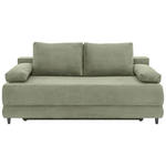 SCHLAFSOFA  mit Liegefunktion, Schlafen auf Sitzhöhe, Rücken echt Cord Salbeigrün  - Salbeigrün/Schwarz, KONVENTIONELL, Holz/Textil (196/96/103cm) - Carryhome