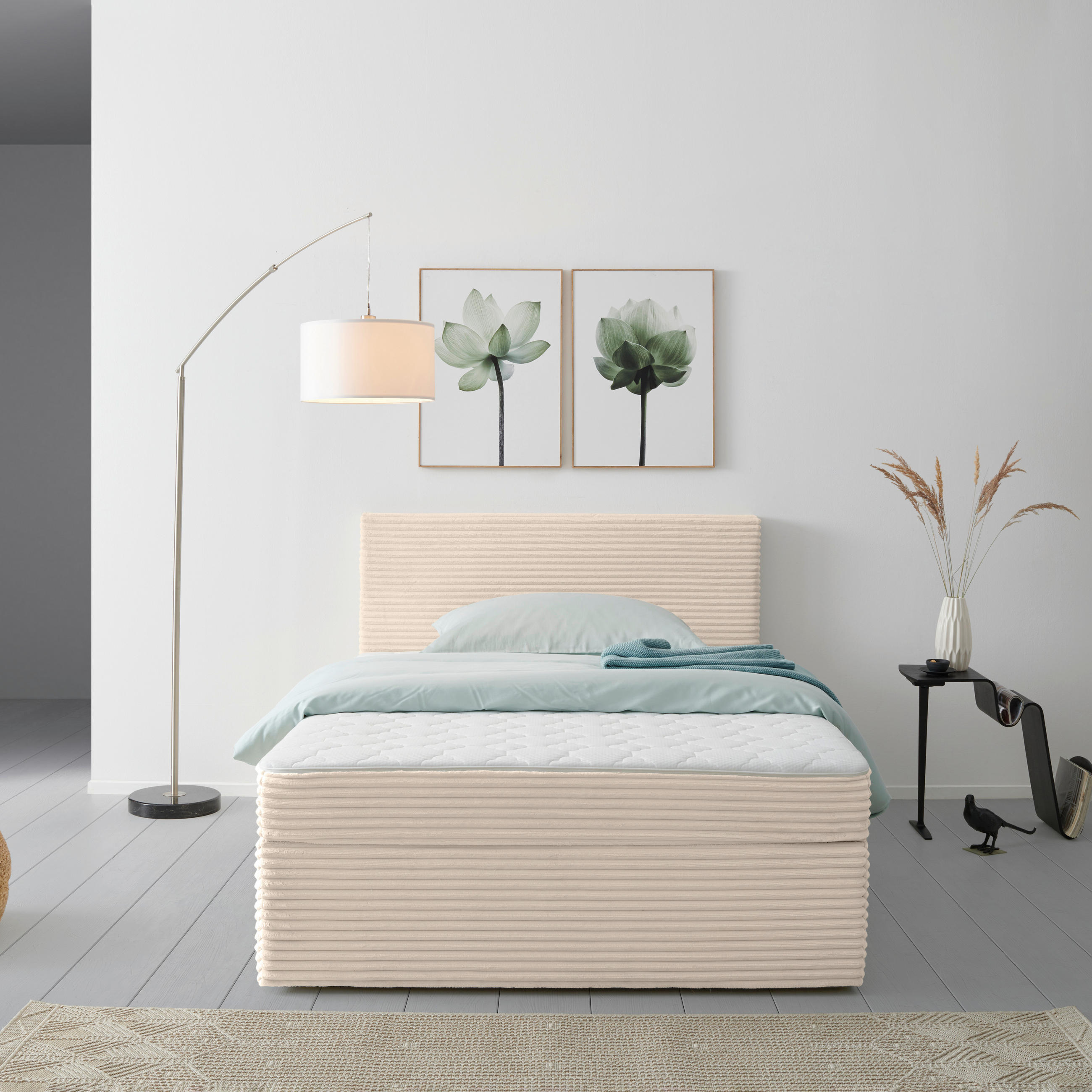 BOXBETT 140/200 cm  in Beige  - Beige, Modern, Holz/Textil (140/200cm) - MID.YOU