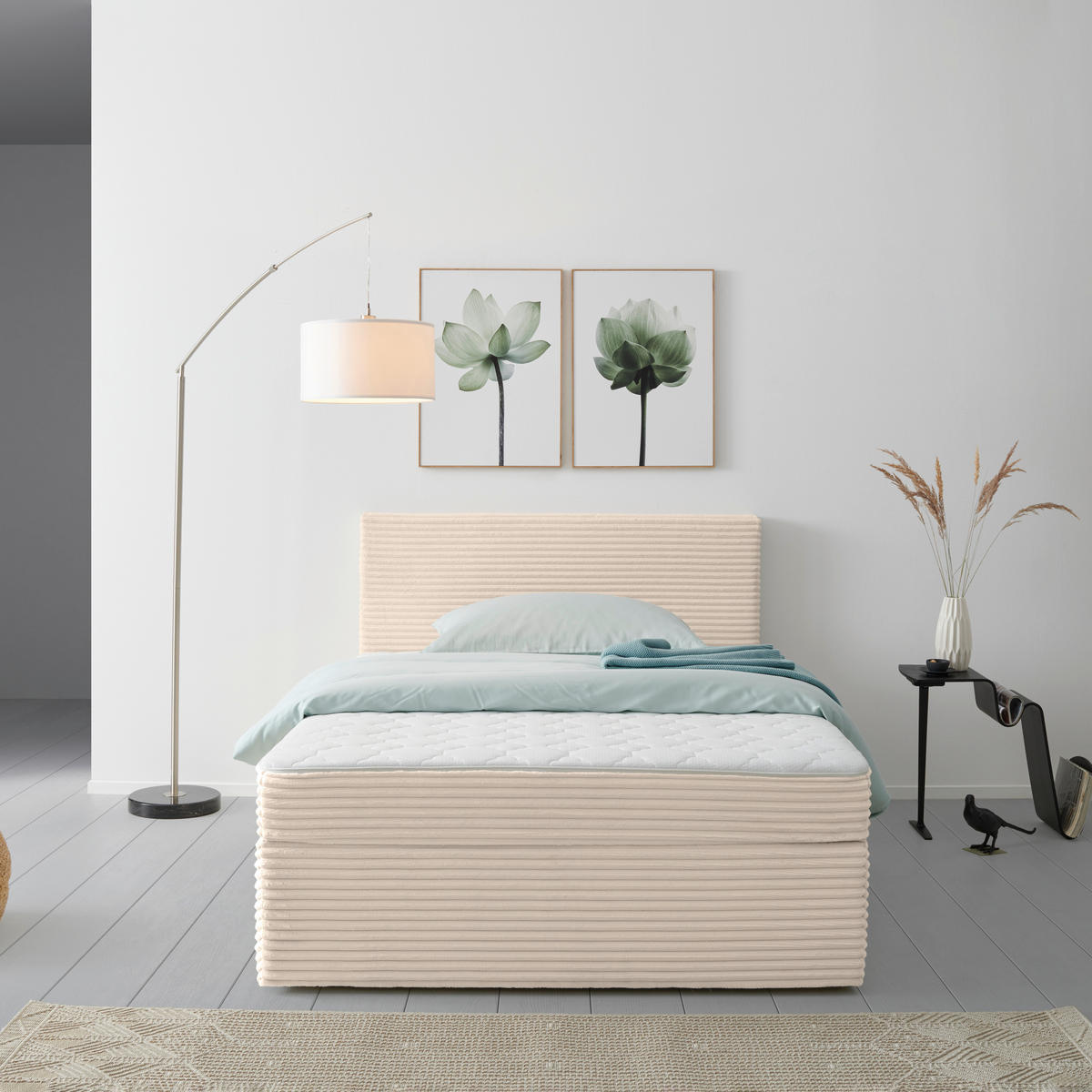 BOXBETT 140/200 cm  in Beige  - Beige, Modern, Holz/Textil (140/200cm) - MID.YOU