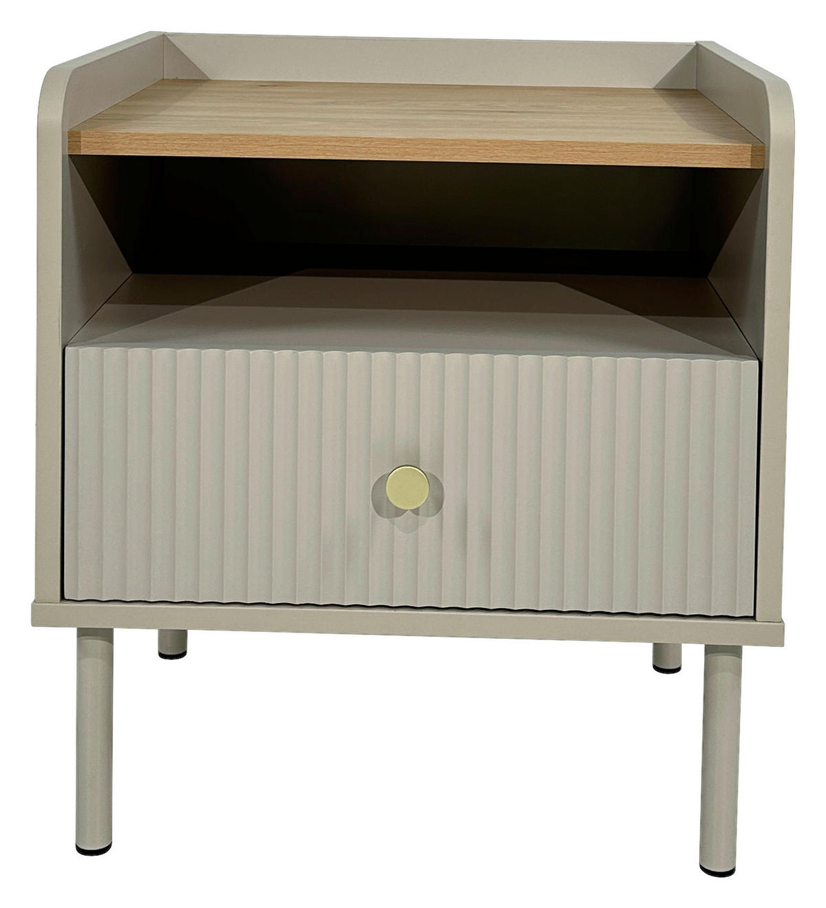 NACHTKÄSTCHEN in Grau, Eichefarben  - Eichefarben/Goldfarben, Design, Holzwerkstoff/Metall (50/54/40cm) - Xora