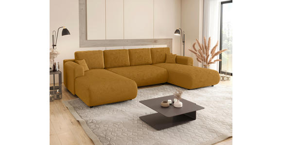 WOHNLANDSCHAFT Currygelb Cord  - Currygelb/Schwarz, KONVENTIONELL, Textil (200/360/200cm) - Xora