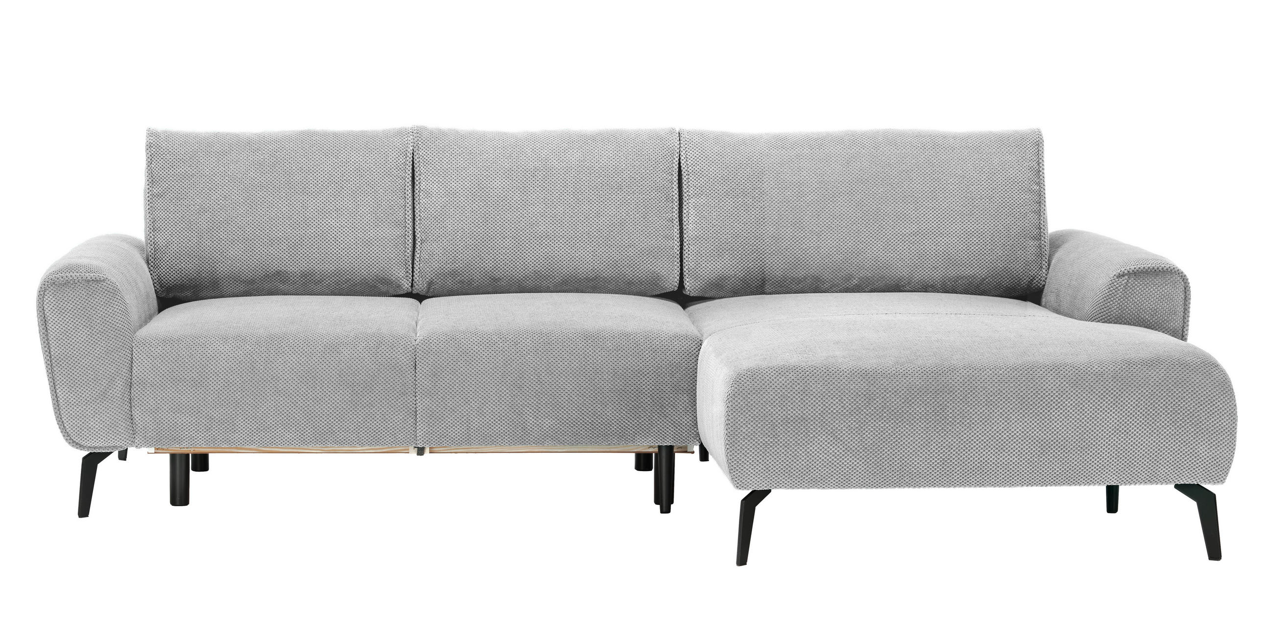 ECKSOFA in Webstoff Ecru  - Ecru/Schwarz, Design, Textil/Metall (272/170cm) - Welnova