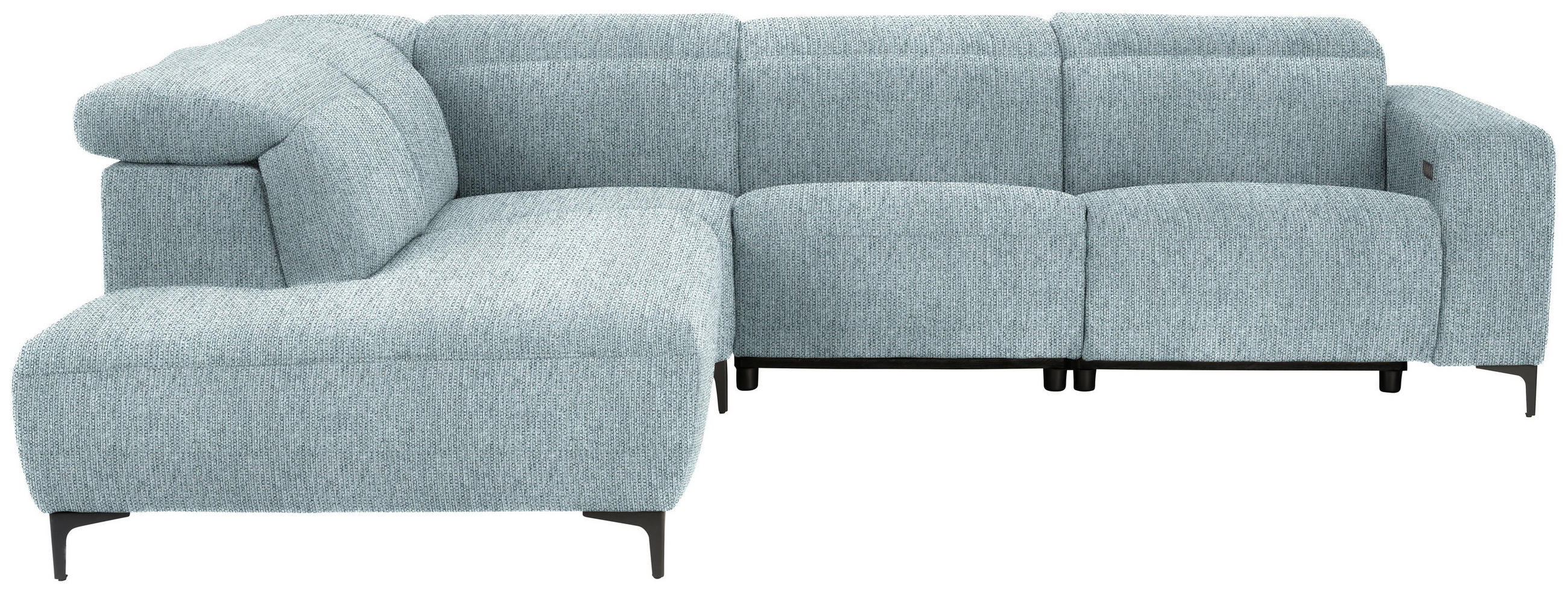 ECKSOFA Blau Flachgewebe  - Blau/Schwarz, Design, Textil/Metall (238/290cm) - Pure Home Lifestyle