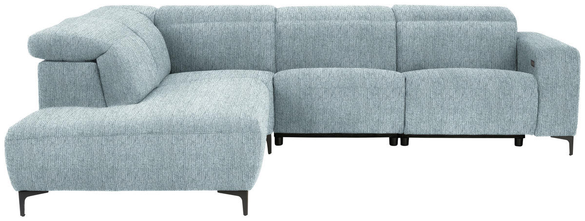 ECKSOFA Blau Flachgewebe  - Blau/Schwarz, Design, Textil/Metall (238/290cm) - Pure Home Lifestyle