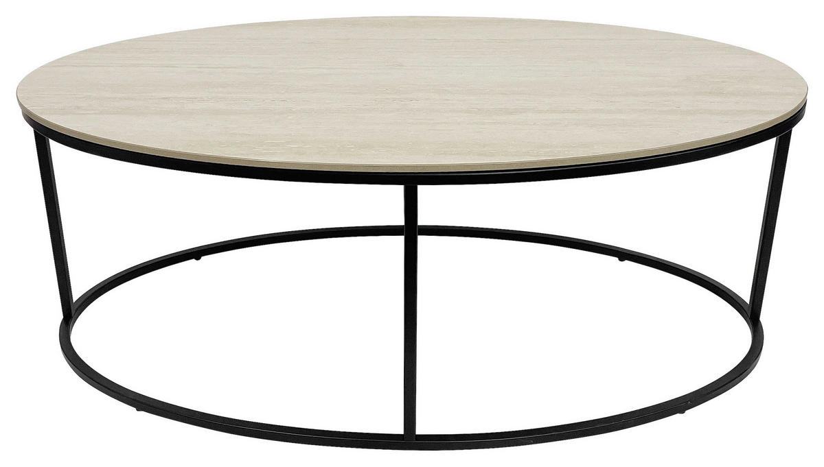 COUCHTISCH 110/60/42 cm oval Creme, Schwarz  - Creme/Schwarz, Design, Keramik/Metall (110/60/42cm) - Xora