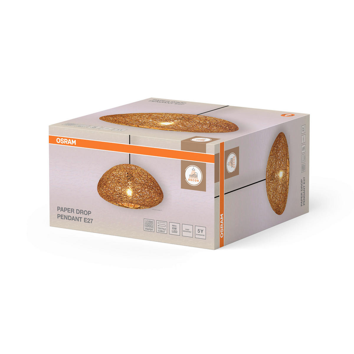HÄNGELEUCHTE 39.5/150 cm  - Beige, Basics, Papier/Metall (39.5/150cm) - Osram