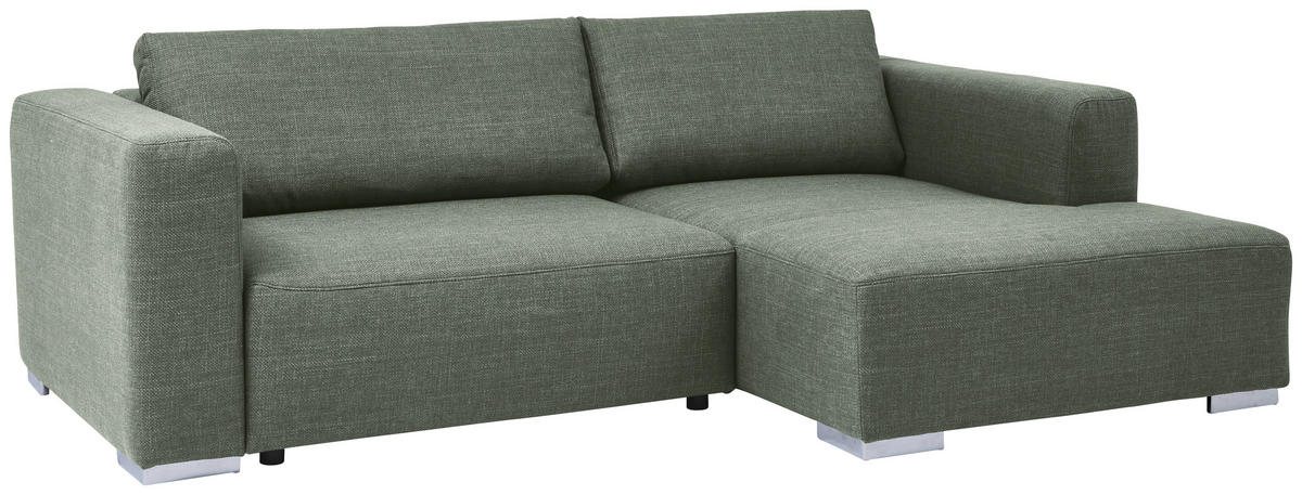 ECKSOFA inkl. Funktion Heaven Dunkelgrün Flachgewebe  - Chromfarben/Dunkelgrün, KONVENTIONELL, Textil/Metall (242/162cm) - Tom Tailor