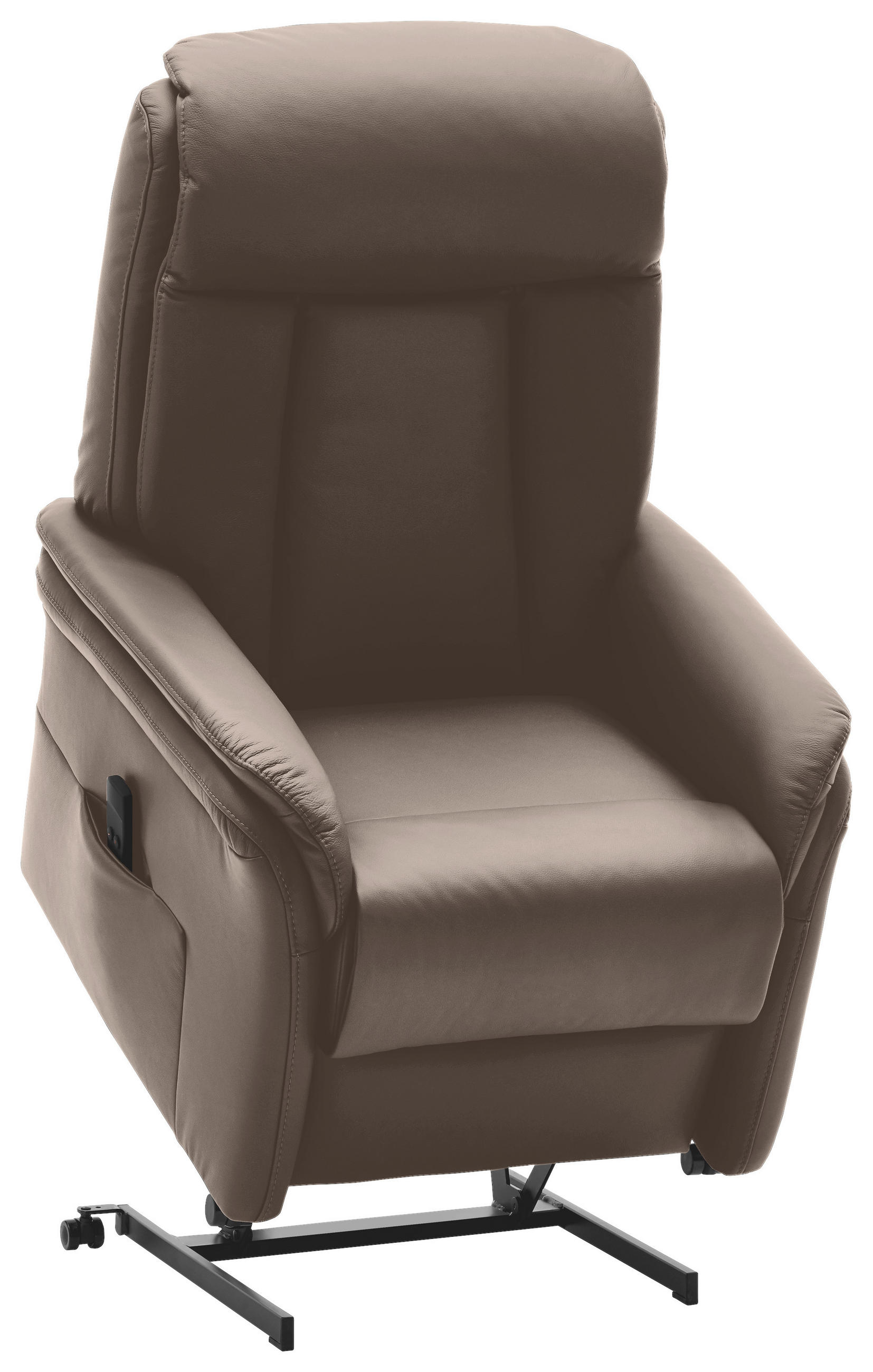 FERNSEHSESSEL mit Relaxfunktion, Aufstehhilfe Echtleder Schlammfarben - Schlammfarben, KONVENTIONELL, Leder/Kunststoff (74/107/84cm) - Valdera