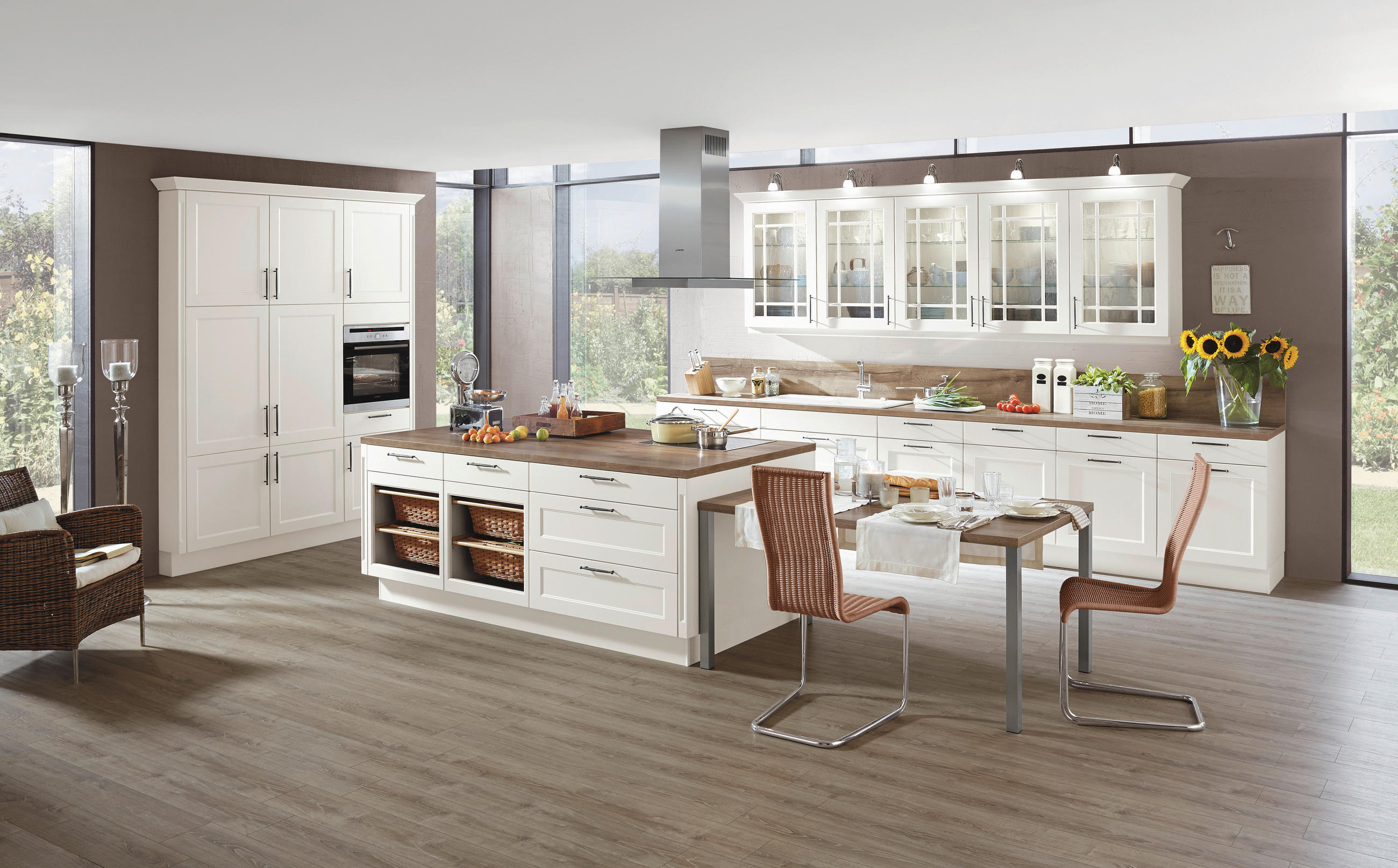 EINBAUKÜCHE   - Magnolie, Design, Holzwerkstoff - Celina