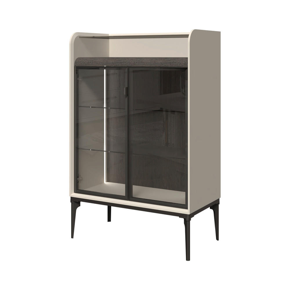VITRINA antracit   - antracit, Dizajnerski, staklo/metal (81/124/43cm)