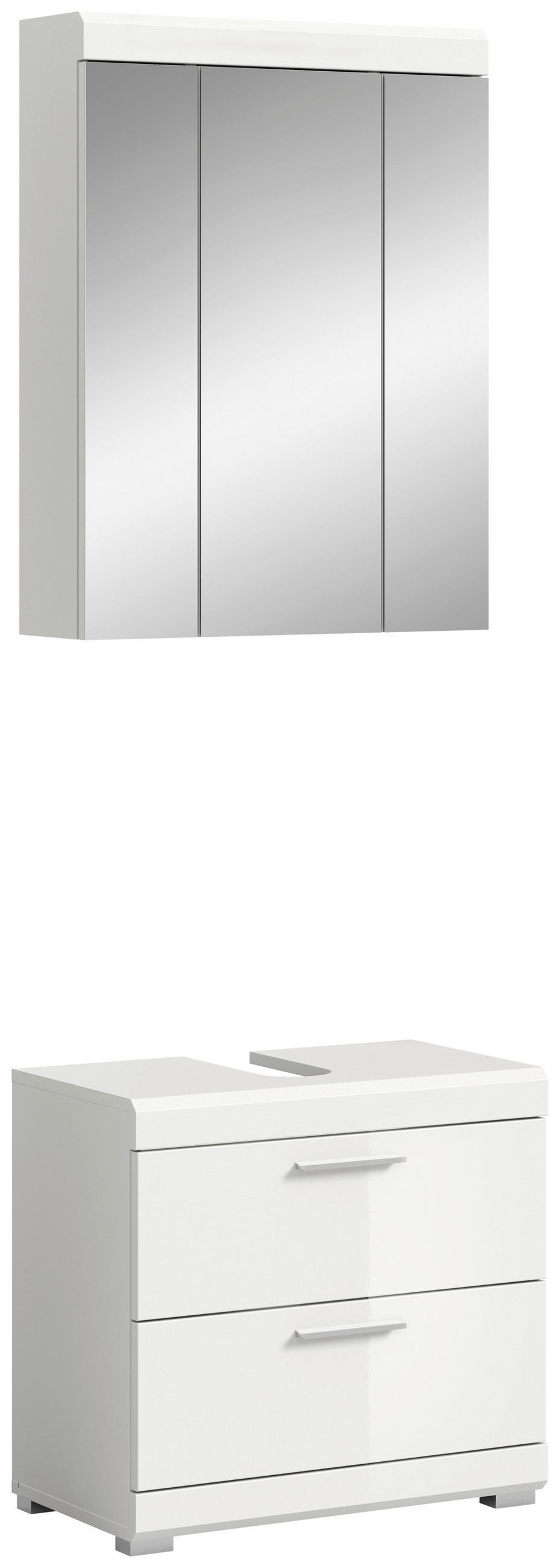 BADEZIMMER 2-teilig  in 60 cm  - Weiß Hochglanz/Silberfarben, MODERN, Holzwerkstoff/Kunststoff (60cm) - MID.YOU
