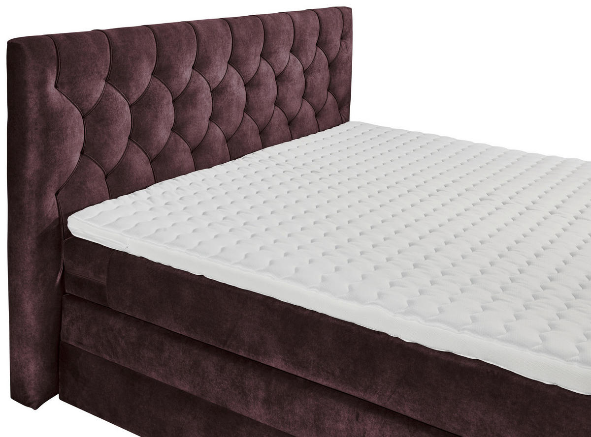 BOXSPRINGBETT 180/200 cm  in Aubergine  - Aubergine/Schwarz, MODERN, Holzwerkstoff/Kunststoff (180/200cm) - MID.YOU
