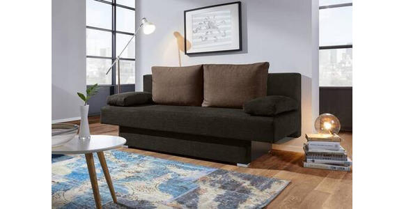 SCHLAFSOFA Webstoff Braun, Dunkelbraun  - Dunkelbraun/Alufarben, Design, Kunststoff/Textil (190/74-86/80cm) - Carryhome