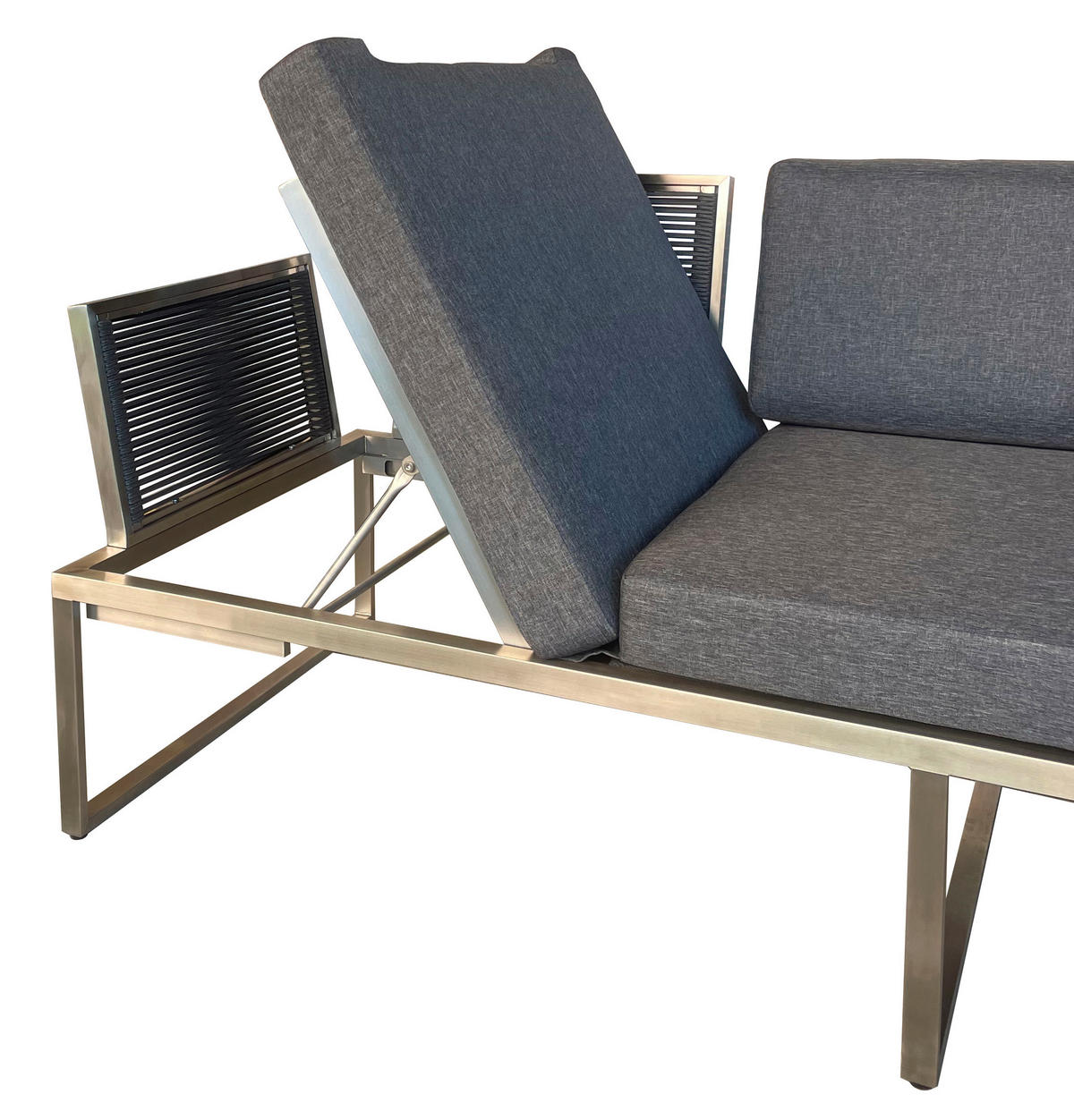 LOUNGEGARNITUR 3-teilig   280/75/217 cm Edelstahl  - Edelstahlfarben/Dunkelgrau, Design, Textil/Metall (280/75/217cm) - Amatio