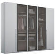 DREHTÜRENSCHRANK 251/223/60 cm,  in Grau, Hellgrau, 5-türig  - Hellgrau/Grau, Trend, Glas/Holzwerkstoff (251/223/60cm) - Novel