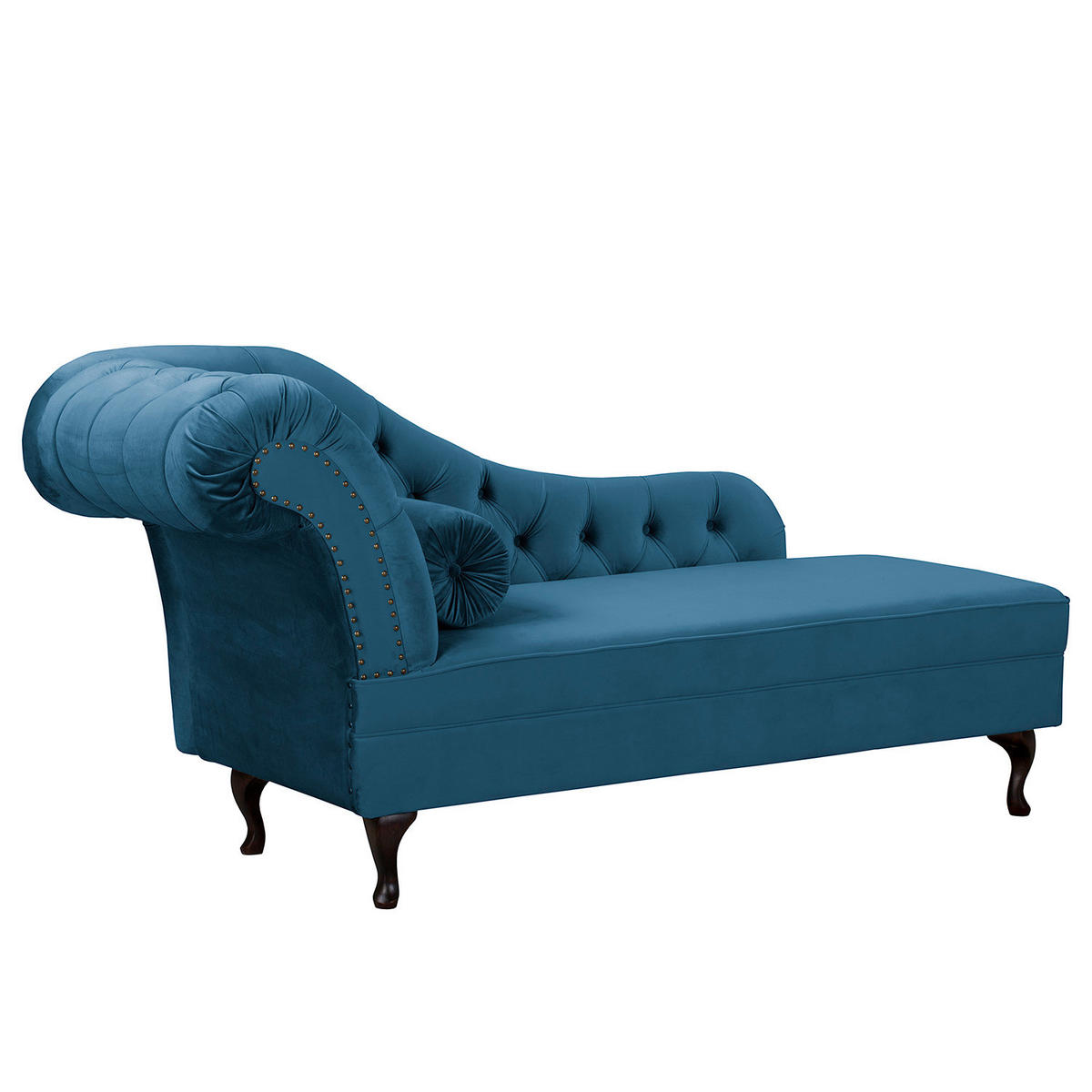 RÉCAMIERE Samt Dunkelblau  - Braun/Dunkelblau, Design, Holz/Textil (185/93/75cm) - Livetastic