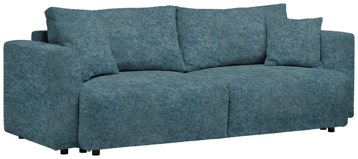 SCHLAFSOFA  mit Stoffauswahl, Schlafen auf Sitzhöhe, Rücken echt Velours Pastellblau  - Pastellblau/Schwarz, Design, Kunststoff/Textil (250/92/105cm) - Carryhome