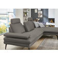 ECKSOFA in Echtleder Grau  - Schwarz/Grau, Design, Leder/Metall (310/180cm) - Dieter Knoll