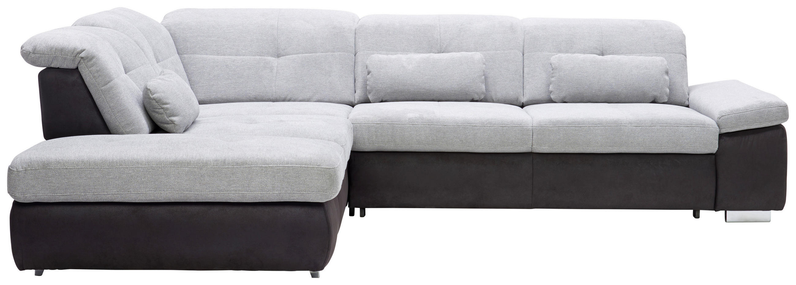 HÖRNSOFFA i chenille svart, aluminiumfärg  - kromfärg/aluminiumfärg, Design, metall/textil (260/312cm) - Beldomo Style