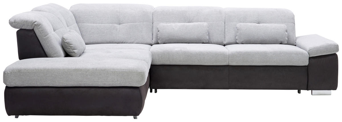 HÖRNSOFFA i chenille svart, aluminiumfärg  - kromfärg/aluminiumfärg, Design, metall/textil (260/312cm) - Beldomo Style