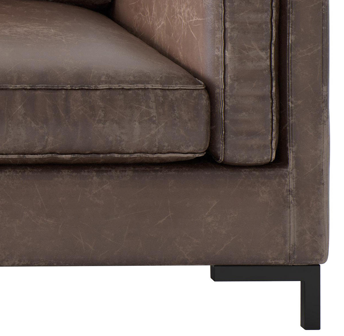 ECKSOFA in Lederlook, Flachgewebe Braun  160/265 cm  - Schwarz/Braun, Design, Textil/Metall (160/265cm) - Livetastic