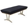HOCKERBANK 130/49/54 cm  in Schwarz  - Edelstahlfarben/Beige, Design, Leder/Holz (130/49/54cm) - Ambiente