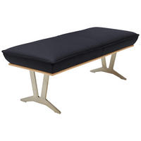 HOCKERBANK 130/49/54 cm  in Schwarz  - Edelstahlfarben/Beige, Design, Leder/Holz (130/49/54cm) - Ambiente