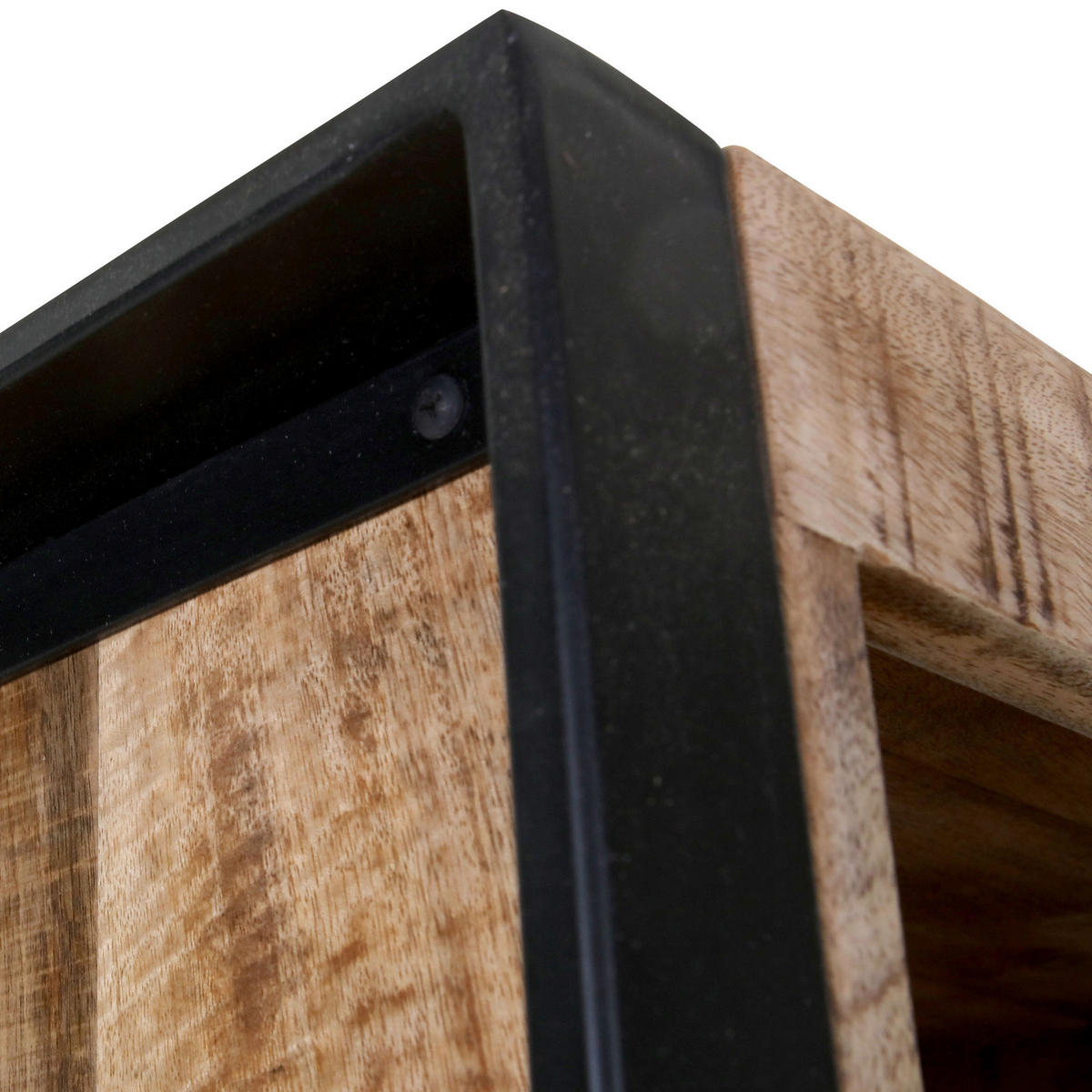 REGAL Mangoholz massiv Braun, Naturfarben, Schwarz  - Schwarz/Braun, Design, Holz/Holzwerkstoff (55/190/43cm) - Landscape