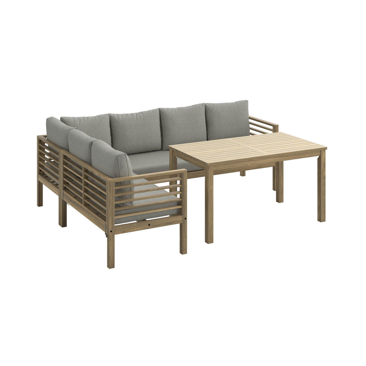 DINING-LOUNGESET  - Beige/Akaziefarben, MODERN, Holz (173/226cm) - Ambia Garden