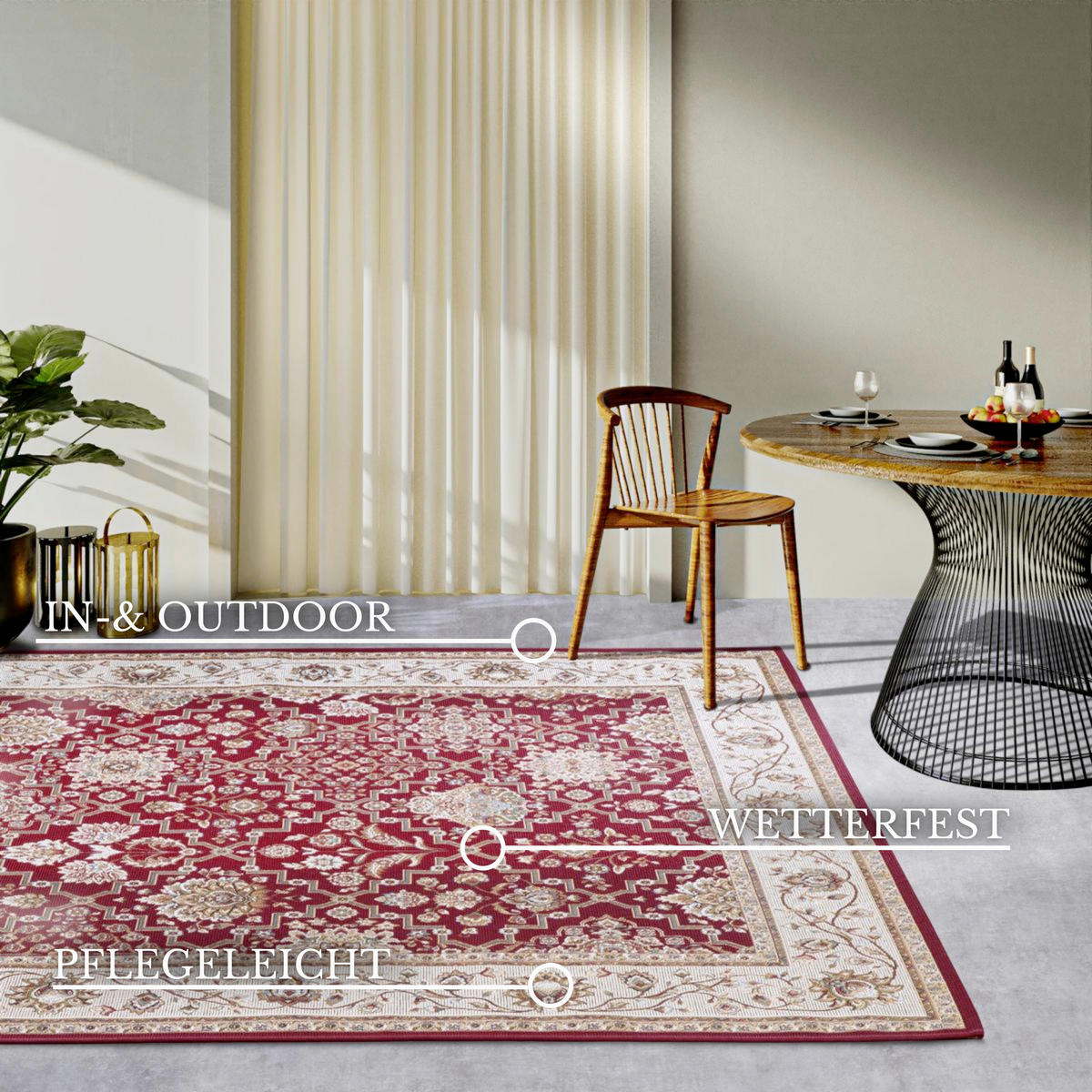 OUTDOORTEPPICH 120/180 cm Kollektion 1767 Creme, Rot  - Rot/Creme, Design, Kunststoff (120/180cm) - Villeroy & Boch