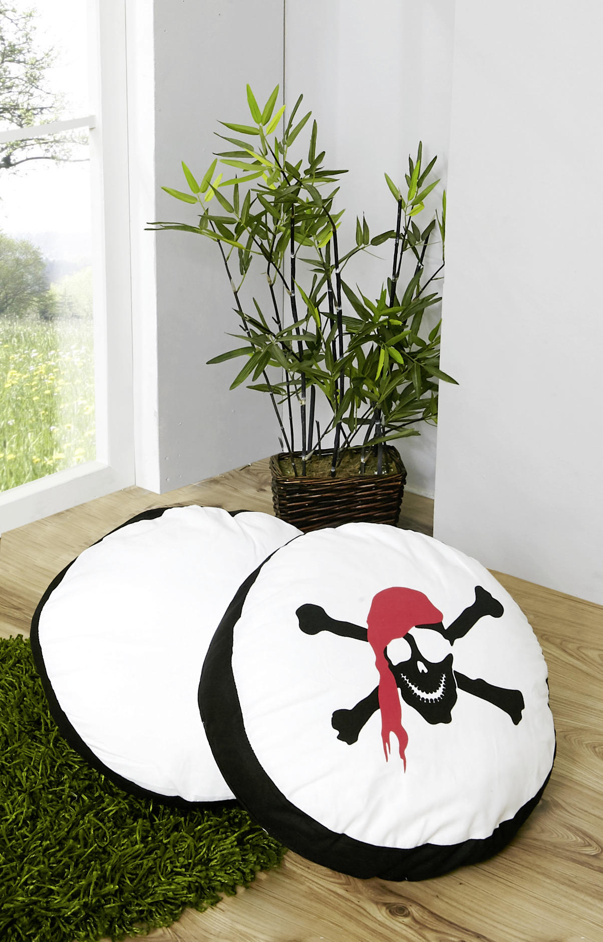 KINDERKISSEN 40/40 cm  - Schwarz/Weiß, KONVENTIONELL, Textil (40/40cm) - MID.YOU