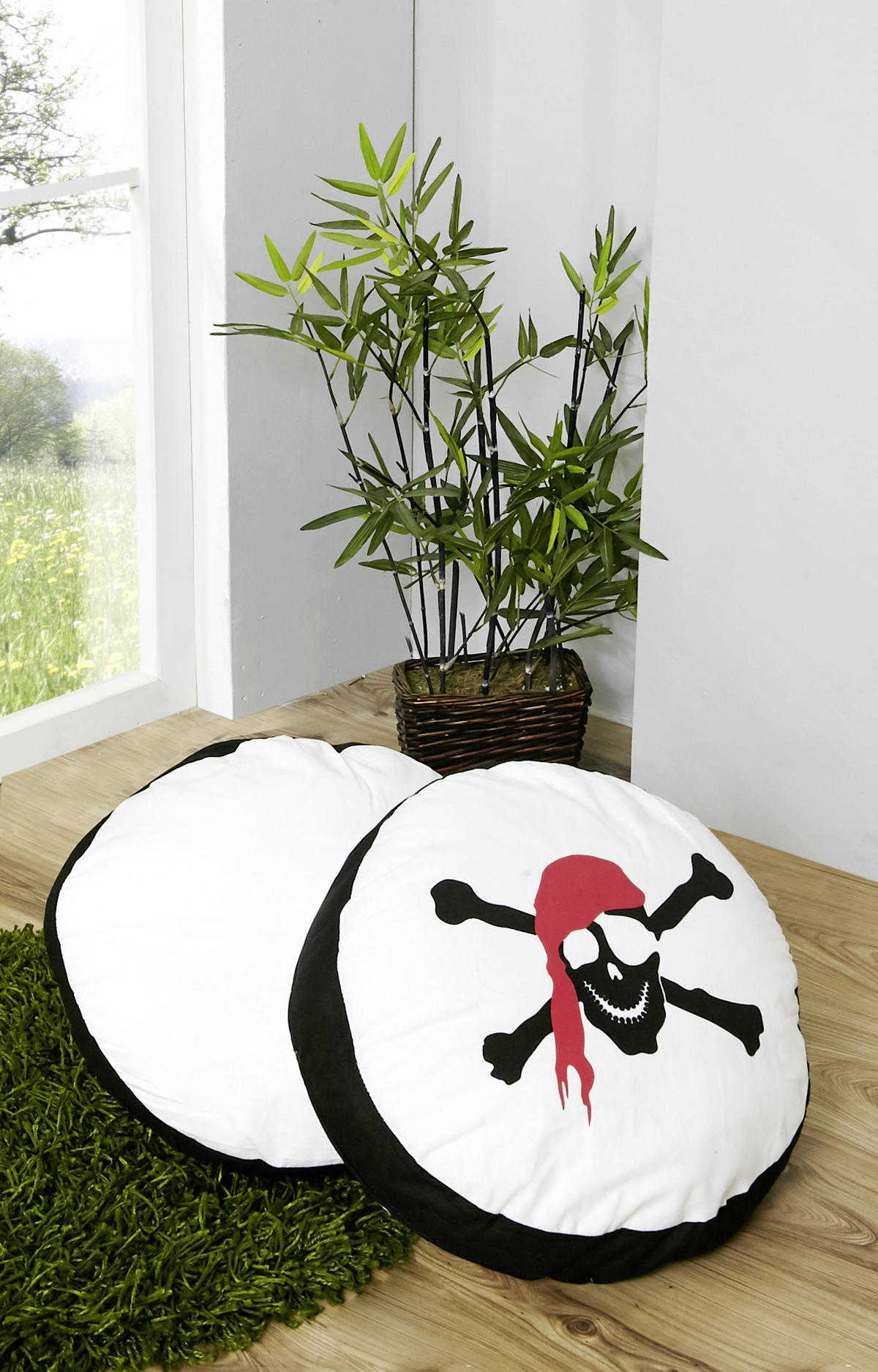 KINDERKISSEN 40/40 cm  - Schwarz/Weiß, KONVENTIONELL, Textil (40/40cm) - MID.YOU