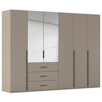 DREHTÜRENSCHRANK 301/223/60 cm,  in Fango, 6-türig  - Fango/Graphitfarben, Design, Glas/Holzwerkstoff (301/223/60cm) - home24
