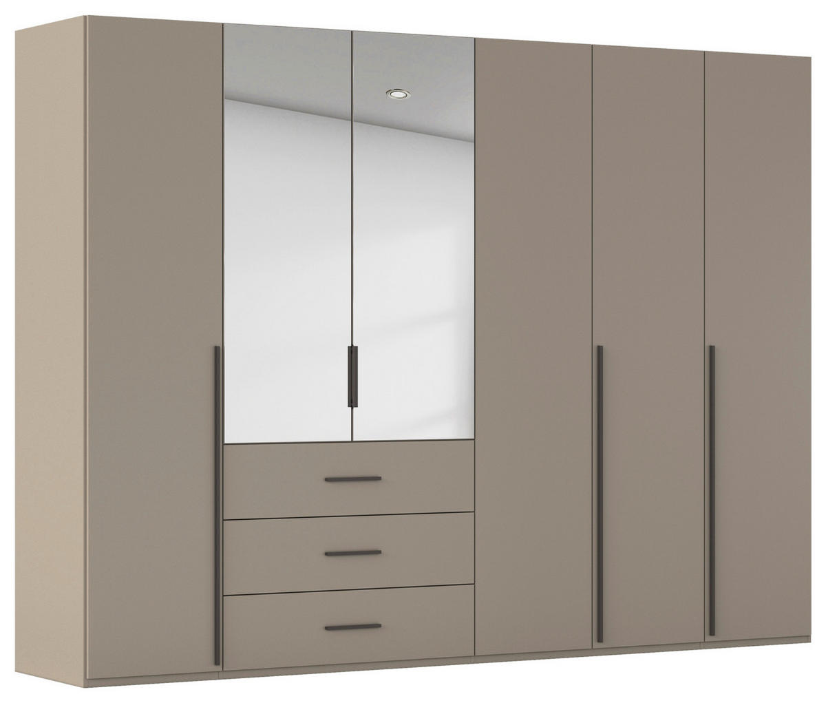 DREHTÜRENSCHRANK 301/223/60 cm,  in Fango, 6-türig  - Fango/Graphitfarben, Design, Glas/Holzwerkstoff (301/223/60cm) - home24