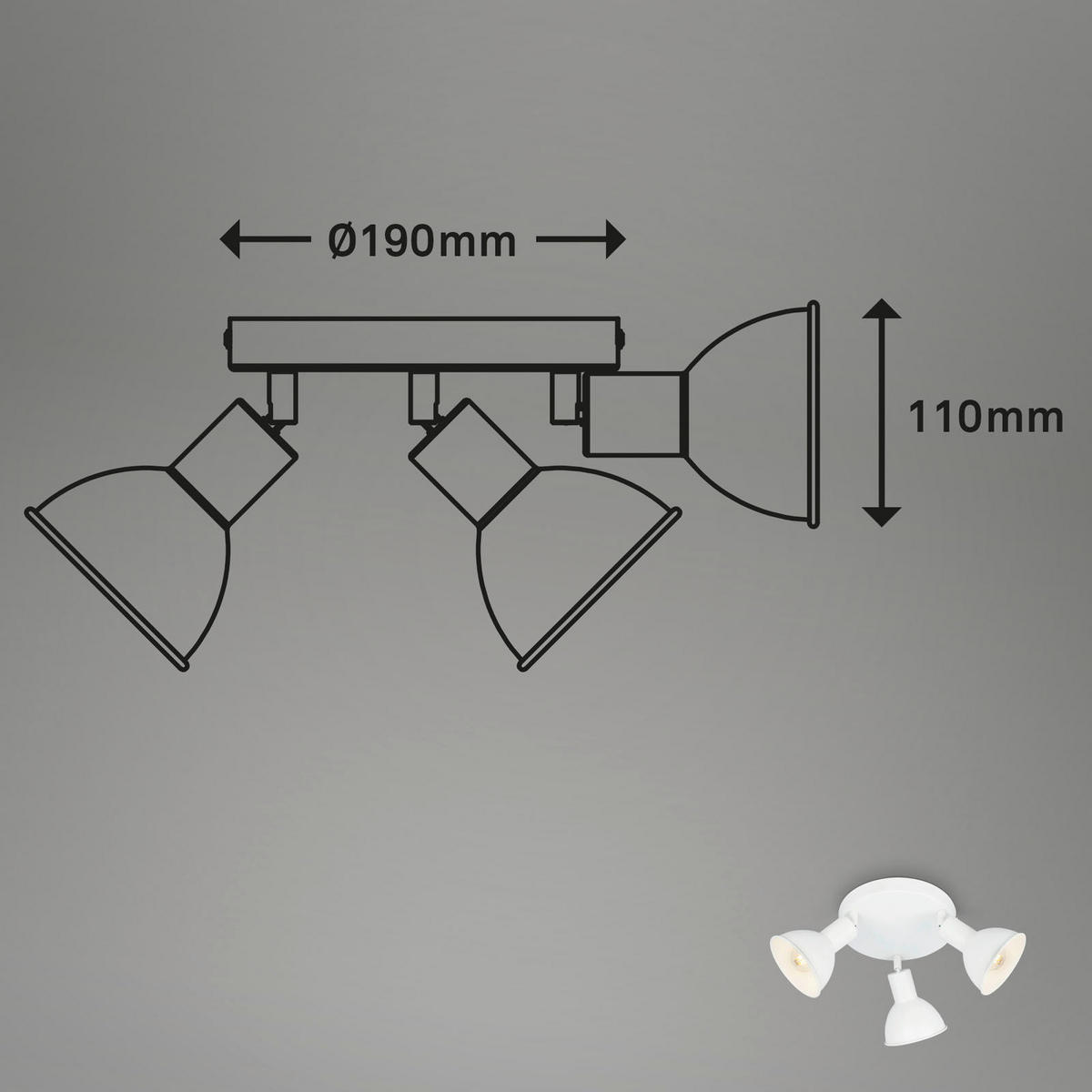 HLAVICA LED BODOVÉHO SVIETIDL, 19/11 cm  - biela, Design, kov (19/11cm)